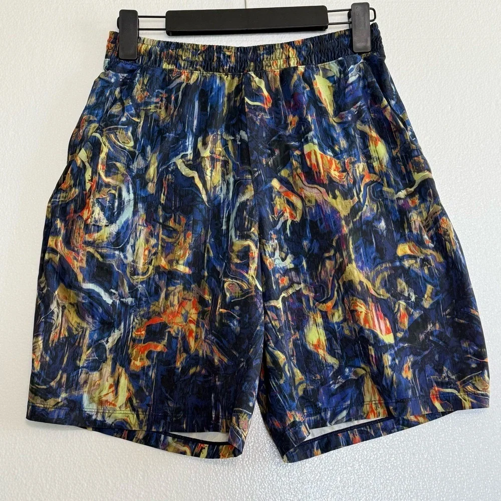 Lululemon Pace Breaker Athletica Shorts Men’s M Running Hiking Blue Multicolor